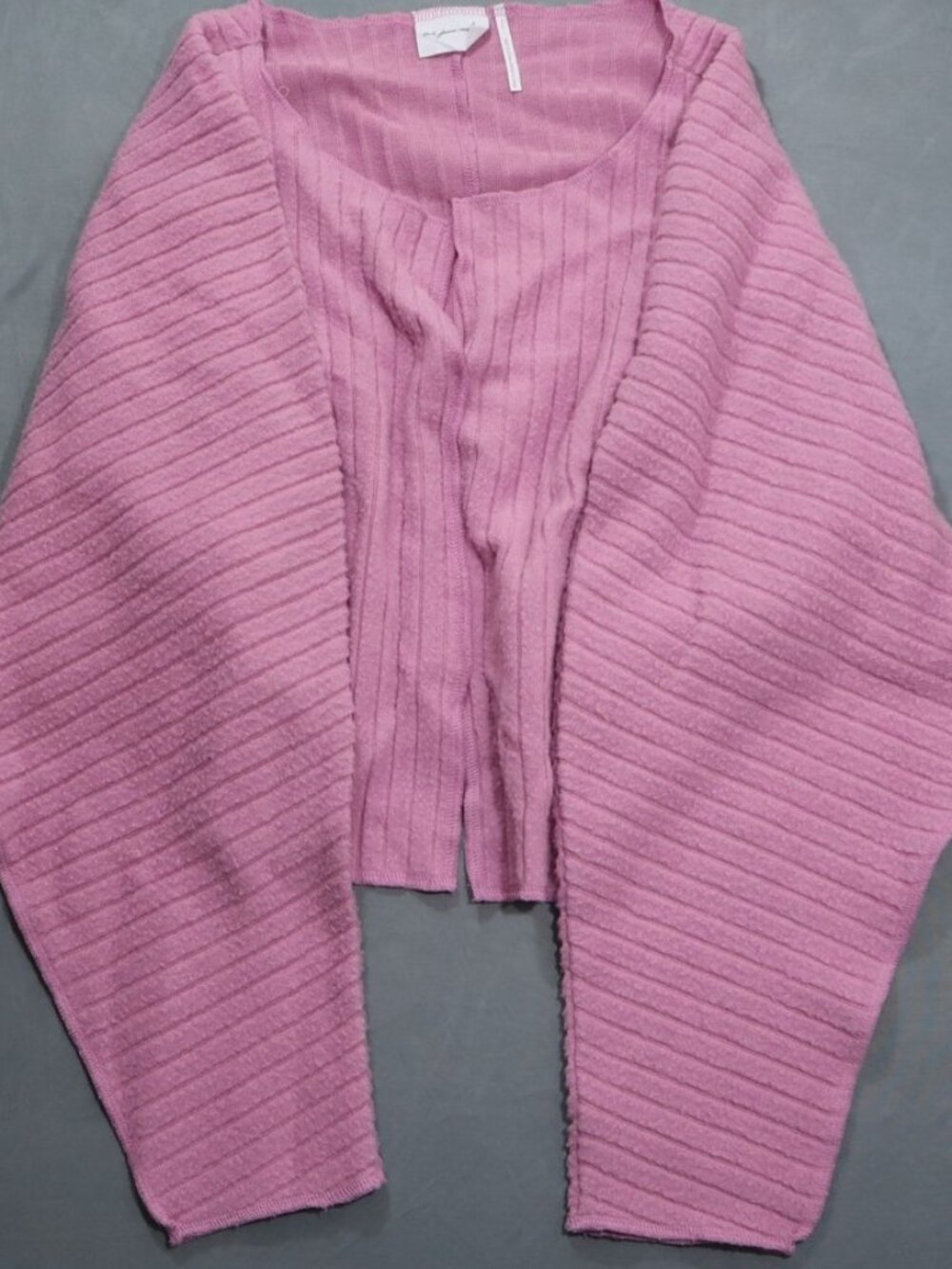 Out From Under Brushed Ribbed Dolman Top S Pink Split Hem Long Sleeve